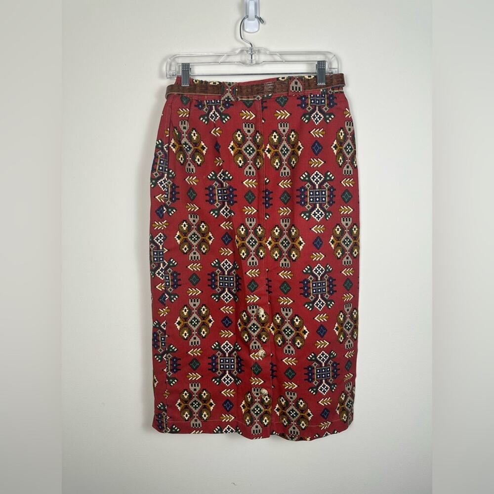 Norm Thompson Made in USA Cotton Vest Skirt Set Size Large/14 South Western - Picture 4 of 15